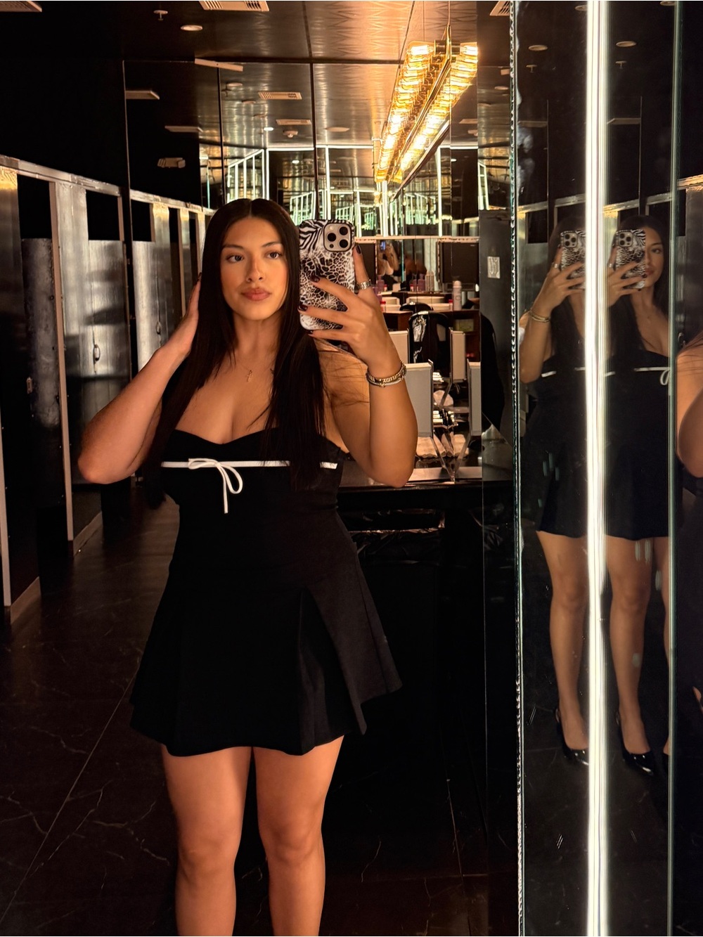 Black Mini Dress with White Trim